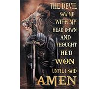 Plaques Métalliques Me Diable m'a Vu avec Ma Tête Et A Pensé qu'il Avait Gagné Jusqu'À Ce Que Je Dise Amen Christianty Warrior Plaque Métal Murale Panneaux pour Café Cuisine Bureau Chambre S