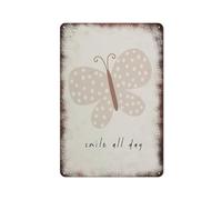 Plaques Métalliques Papillon Souriant Toute Ma Journée Animaux Colorés Plaque Métal Murale Panneaux Pour Garage Café Bureau Cuisine M