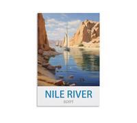 Plaques métalliques vintage représentant le Nil en Égypte. Idéales pour un pub, un abri de jardin, un bar, un bureau, une salle de jeux, une chambre, une salle à manger ou une cuisine.20 x 30 cm.