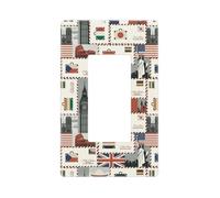 Plaques murales à motif timbre du monde - Plaques murales sans vis - Taille standard - 11,7 x 7,1 cm - Couvertures décoratives pour interrupteur - En polycarbonate thermoplastique