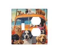 Plaques murales décoratives en forme de chien pour interrupteur à 2 interrupteurs - Plaque d'interrupteur électrique en thermoplastique - Vis incluses