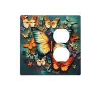 Plaques murales décoratives en forme de papillon coloré - 2 interrupteurs - Plaque de commutation électrique en thermoplastique - Vis incluses