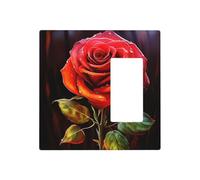 Plaques murales décoratives en forme de rose rouge pour interrupteur 2 interrupteurs - Plaque d'interrupteur électrique en thermoplastique pour appareil de décoration, vis incluses