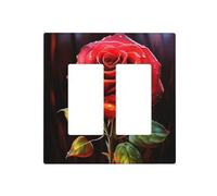 Plaques murales décoratives en forme de rose rouge pour interrupteur 2 interrupteurs - Plaque d'interrupteur électrique en thermoplastique pour appareil de décoration, vis incluses