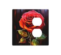 Plaques murales décoratives en forme de rose rouge pour interrupteur 2 interrupteurs - Plaque d'interrupteur électrique en thermoplastique pour appareil de décoration, vis incluses