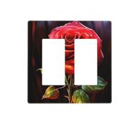 Plaques murales décoratives en forme de rose rouge pour interrupteur 2 interrupteurs - Plaque d'interrupteur électrique en thermoplastique pour appareil de décoration, vis incluses