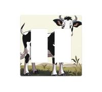 Plaques murales décoratives en forme de vache blanche et noire - 2 interrupteurs - Plaque de commutation électrique en thermoplastique pour appareil de décoration, vis incluses