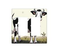 Plaques murales décoratives en forme de vache blanche et noire - 2 interrupteurs - Plaque de commutation électrique en thermoplastique pour appareil de décoration, vis incluses
