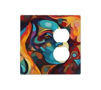 Plaques murales décoratives en forme de visage de femme abstrait coloré - 2 interrupteurs - Plaque de commutation électrique en thermoplastique - Vis incluses