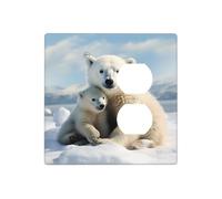 Plaques murales décoratives en forme d'ours polaire - 2 interrupteurs - Plaque de commutation électrique en thermoplastique - Vis incluses
