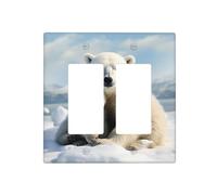 Plaques murales décoratives en forme d'ours polaire - 2 interrupteurs - Plaque de commutation électrique en thermoplastique - Vis incluses