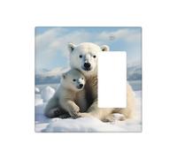 Plaques murales décoratives en forme d'ours polaire - 2 interrupteurs - Plaque de commutation électrique en thermoplastique - Vis incluses