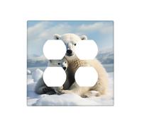Plaques murales décoratives en forme d'ours polaire - 2 interrupteurs - Plaque de commutation électrique en thermoplastique - Vis incluses