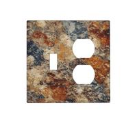 Plaques murales décoratives en granit abstrait pour interrupteur à 2 interrupteurs - Plaque d'interrupteur électrique en thermoplastique pour appareil de décoration, vis incluses