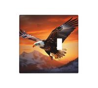 Plaques murales décoratives en thermoplastique pour interrupteur - Motif aigle volant au coucher du soleil - Vis incluses