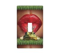 Plaques murales décoratives graphiques avec motif lèvres rouges « Getting Ready To Kiss A Frog » - Plaque murale pour interrupteur à bascule unique