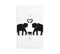 Plaques murales décoratives graphiques avec motif vieux éléphant et jeune éléphant - Plaque murale pour interrupteur à bascule unique