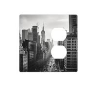 Plaques murales décoratives New York noires et blanches pour interrupteur 2 interrupteurs - Plaque d'interrupteur électrique en thermoplastique pour appareil de décoration, vis incluses