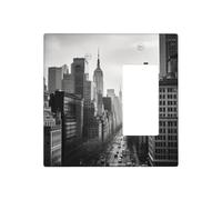 Plaques murales décoratives New York noires et blanches pour interrupteur 2 interrupteurs - Plaque d'interrupteur électrique en thermoplastique pour appareil de décoration, vis incluses