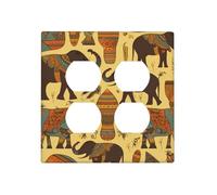 Plaques murales décoratives pour interrupteur 2 interrupteurs éléphants d'Afrique - Plaque de commutation électrique en thermoplastique pour appareil de décoration, vis incluses