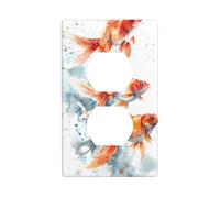 Plaques murales duplex, couvercles de prises électriques décoratifs, taille standard 1 - 11,4 x 7 cm, trois poissons rouges aquarelles éclaboussures, plaque de protection murale en polycarbonate