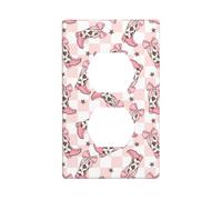 Plaques murales duplex, couvertures de prises électriques, taille standard 1 - Gang 11,4 x 7 cm, rose damier, bottes de cowgirl - Plaque de protection murale en polycarbonate thermoplastique