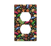 Plaques murales duplex décoratives pour prises électriques - Taille standard 1 - 11,4 x 7 cm - Motif sucettes - En polycarbonate thermoplastique