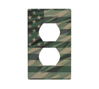 Plaques murales duplex décoratives pour prises électriques - Taille standard - 1 gang - 11,4 x 7 cm - Motif drapeau américain - Jungle Green Camo - Plaque de couverture murale en polycarbonate
