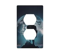 Plaques murales duplex décoratives pour prises électriques, taille standard 1 gang 11,4 x 7 cm, plaque de protection murale Moon Wolf Warrior, polycarbonate thermoplastique