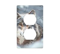 Plaques murales duplex décoratives pour prises électriques, taille standard 1 gang 11,4 x 7 cm, plaque de protection murale Majestic Snowy Wolf, polycarbonate thermoplastique