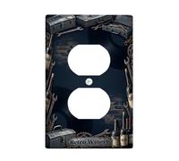 Plaques murales duplex pour bouteilles de vin, outils de disques vinyle industriels rétro en plastique bleu foncé, taille standard pour prises électriques pour nouvel appartement, maison, chambre à