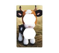 Plaques murales en forme de petite vache avec motif de veau - 1 gang - Duplex - Plaques murales électriques - Couvertures de prises décoratives pour décoration d'intérieur