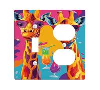 Plaques murales en thermoplastique, motif girafe tropicale, décoration safari orange vif pour chambre d'enfant, plaques murales en thermoplastique, duplex à bascule de taille standard