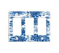 Plaques murales en thermoplastique pour interrupteur à motif de fougère bleue tropicale, design élégant pour décoration d'intérieur, plaques murales en thermoplastique, taille standard 3 interrupteurs