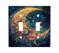 Plaques murales en thermoplastique pour interrupteur à motif floral au clair de lune - Motif nuit enchantée - Pour décoration d'intérieur - Double bascule - Taille standard