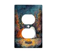 Plaques murales en thermoplastique pour interrupteur de camping, bleu foncé ciel nocturne avec esprit amical, plaques murales thermoplastiques, prise duplex simple de taille standard
