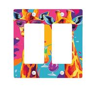 Plaques murales en thermoplastique pour interrupteur de lumière motif girafe tropicale, orange vif, décoration safari pour chambre d'enfant, double bascule de taille standard