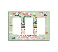 Plaques murales en thermoplastique pour interrupteur de lumière, motif plante vert menthe pour décoration printanière, plaque murale à 3 interrupteurs de taille standard