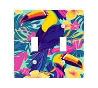 Plaques murales en thermoplastique pour interrupteur de lumière tropicale, perroquets verts vifs pour décoration estivale, plaques murales thermoplastique, taille standard à double bascule