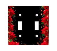 Plaques murales en thermoplastique pour interrupteur de Noël, fleurs de vacances rouges pour décoration murale, plaques murales thermoplastique, taille standard à double bascule