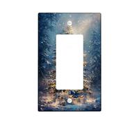 Plaques murales en thermoplastique pour interrupteur de sapin de Noël, motif pays des merveilles d'hiver bleu pour décoration de vacances, plaques murales en thermoplastique, taille standard à bascule