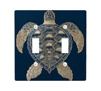 Plaques murales en thermoplastique pour interrupteur, décoration océan côtière pour pièces inspirées de la plage, bleu marine, motif tortue de mer, double bascule de taille standard