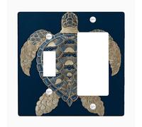 Plaques murales en thermoplastique pour interrupteur, décoration océanique côtière pour pièces inspirées de la plage, bleu marine, motif tortue de mer, taille standard