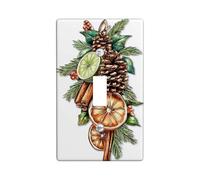 Plaques murales en thermoplastique pour interrupteur d'hiver, pommes de pin oranges et vertes, décoration festive pour accents de vacances, plaques murales en thermoplastique, à bascule simple de