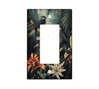 Plaques murales en thermoplastique pour interrupteur d'interrupteur, motif oiseaux tropicaux, décoration de forêt tropicale verte vive pour décoration d'intérieur, plaques murales en thermoplastique