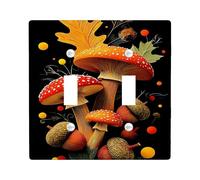 Plaques murales en thermoplastique pour interrupteur en forme de champignon d'automne, champignons oranges rouges pour décoration saisonnière, plaques murales thermoplastique, taille standard à double