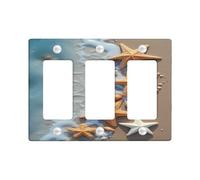 Plaques murales en thermoplastique pour interrupteur en forme d'étoile de mer côtière, beige sable, décoration de plage, été, plaques murales thermoplastique, plaque murale à 3 interrupteurs de taille