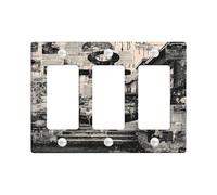 Plaques murales en thermoplastique pour interrupteur Motif ancre nautique Noir Taille standard 3 interrupteurs
