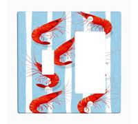 Plaques murales en thermoplastique pour interrupteur Motif crevettes côtières Bleu marine pour décoration de plage Taille standard