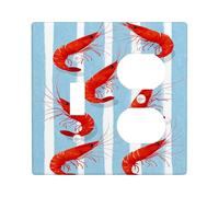 Plaques murales en thermoplastique pour interrupteur Motif crevettes côtières Bleu nautique pour décoration de plage Taille standard